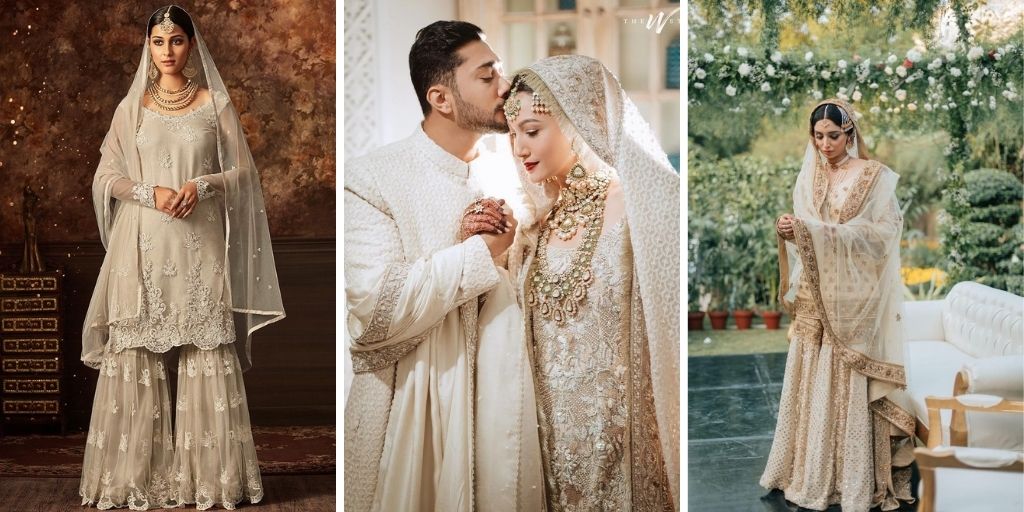 Muslim and Pakistani Peach and Gold Wedding Gown