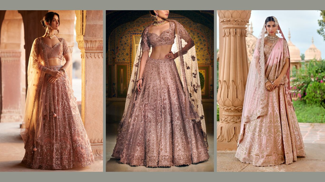 Rose Gold Zardozi Muslim Wedding Dress